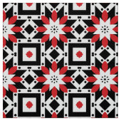 Ethnic Folk Boho Red Black White Geometric Pattern Stof (Swatch)