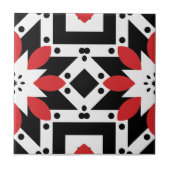 Ethnic Folk Boho Red Black White Geometric Pattern Tegeltje (Voorkant)