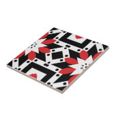 Ethnic Folk Boho Red Black White Geometric Pattern Tegeltje (Zijkant)