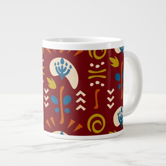 Ethnic Folk Floral Pattern Extra Grote Beker (Voorkant rechts)