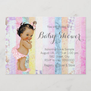 Ethnic Girl Rainbow Baby shower Kaart