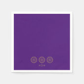 Ethnic Hindu Paars & Gold Monogram Cocktail Servet (Voorkant)