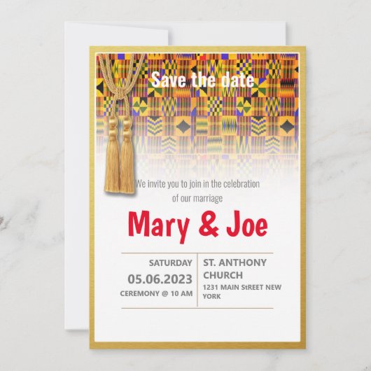Ethnic Kente Wedding Invitation Series 2 Kaart (Voorkant)