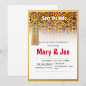 Ethnic Kente Wedding Invitation Series 2 Kaart (Voorkant / Achterkant)