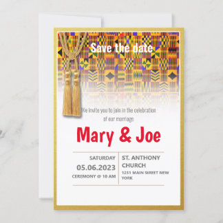 Ethnic Kente Wedding Invitation Series 2 Kaart