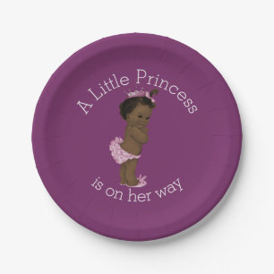 Ethnic Little Princess Baby shower Paars Papieren Bordje