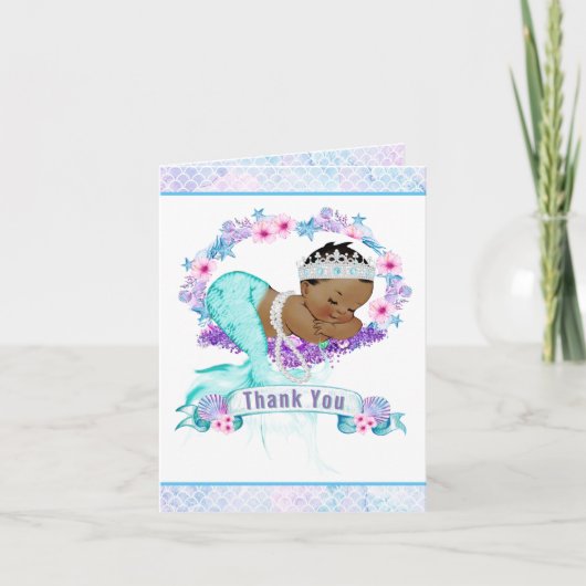 Ethnic Mermaid Baby shower Merci Cartes (Devant)