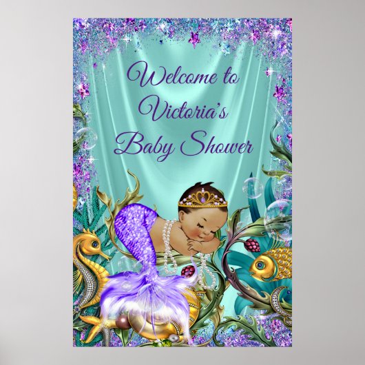 Ethnic Mermaid Baby shower Welkomstbord Poster (Voorkant)