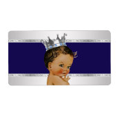 Ethnic Prince Baby shower Waterflesetiket Etiket (Voorkant)
