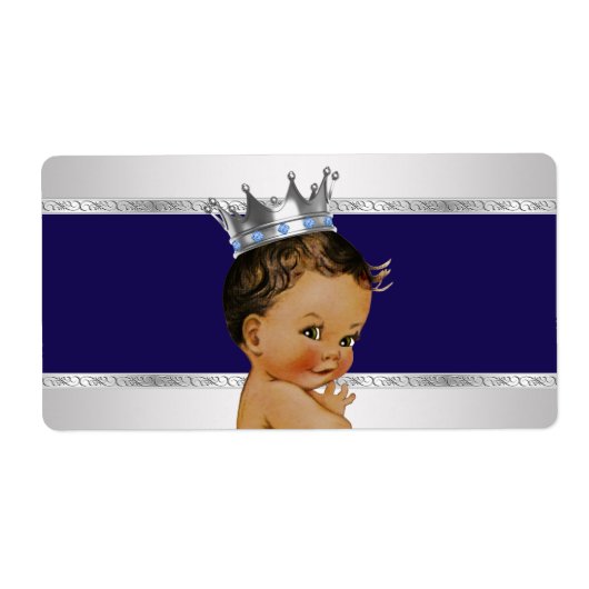 Ethnic Prince Baby shower Waterflesetiket Etiket (Voorkant)