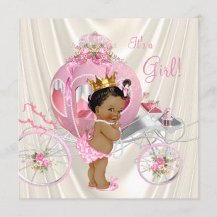 Ethnic Princess Baby shower Pink Ivory Pearl Kaart