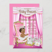 Ethnic Princess Baby shower Rose Chaise Invitation (Devant / Derrière)