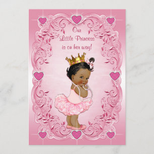 Ethnic Princess Ballerina Love Hearts Baby shower Kaart