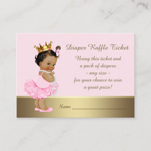 Ethnic Princess Diaper Raffle Ticket Informatiekaartje (Voorkant)