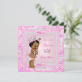 Ethnic Prinses Baby shower Pink Glitter Tiara Kaart (Staand voorkant)