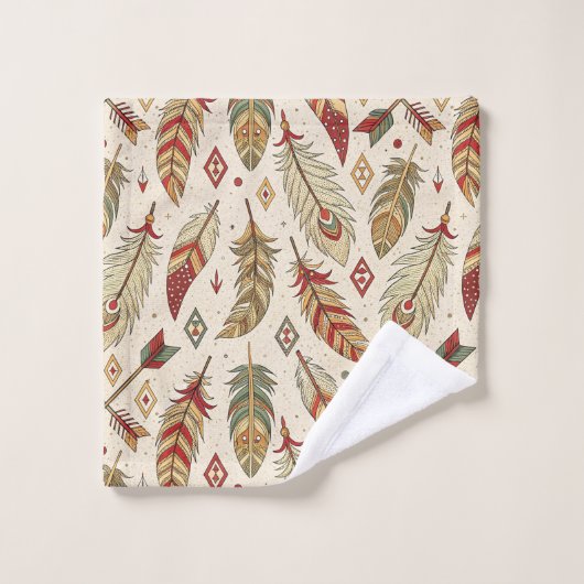 Ethnic Towel Feathers and Arrows for Boho Style (Gant de toilette)