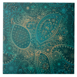 Ethnic turquoise Ceramic Tile Tegeltje