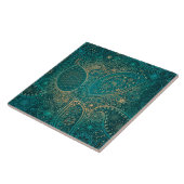 Ethnic turquoise Ceramic Tile Tegeltje (Zijkant)