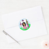 ethnisch prinses en onicorn Castle Ronde Sticker (Envelop)
