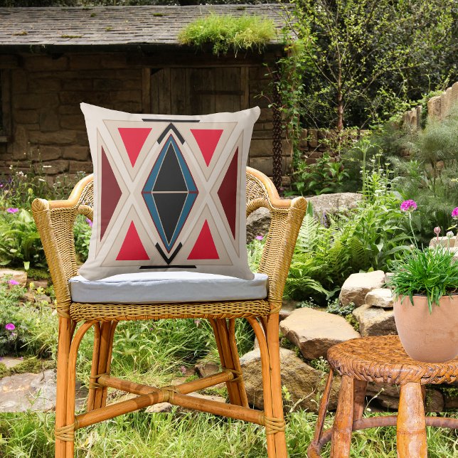 Ethno-beige Rot Outdoor Oreiller Boho (Créateur téléchargé)