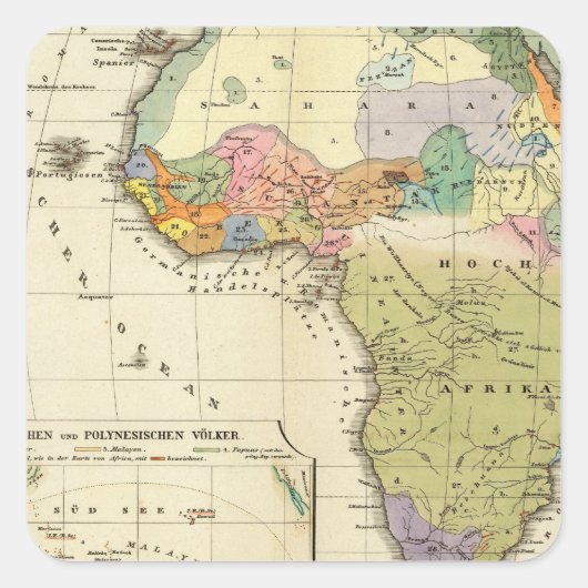Ethnografische kaart van Afrika Vierkante Sticker (Voorkant)
