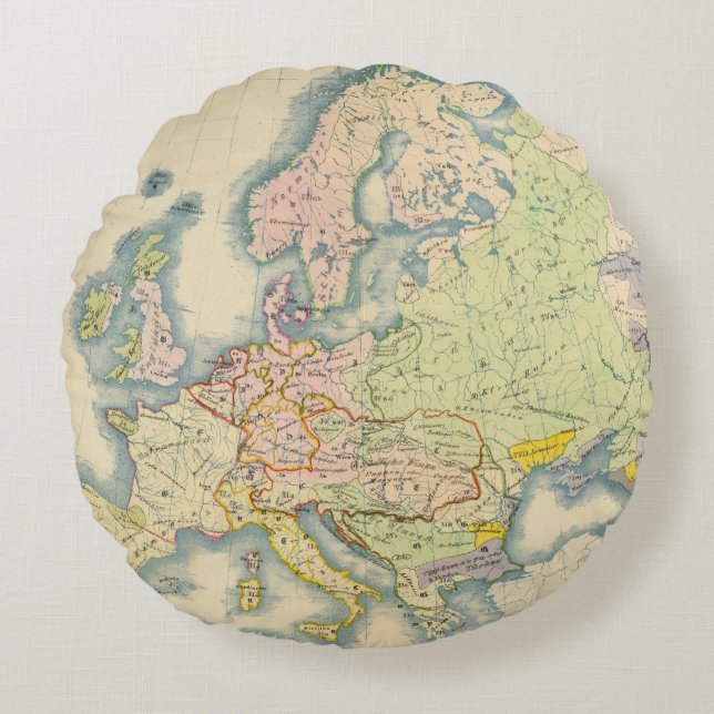 Ethnografische kaart van Europa Rond Kussen (Voorkant)