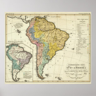 Ethnografische kaart van Zuid-Amerika Poster