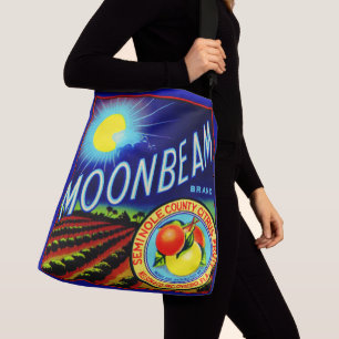 Etiket 1940 op fruitkratten Moonbeam citrus Crossbody Tas
