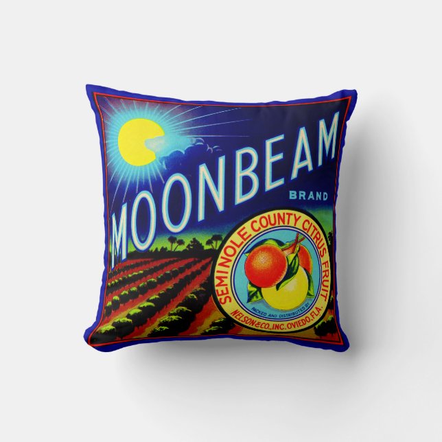 Etiket 1940 op fruitkratten Moonbeam citrus Kussen (Voorkant)
