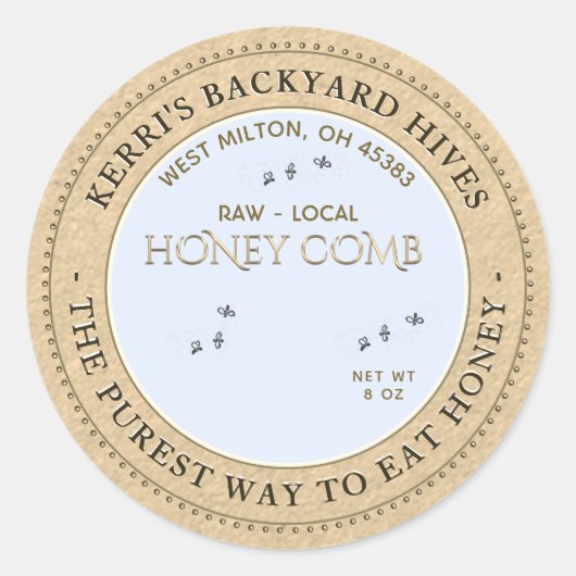 Etiket achtertuin Hive Pure Raw Local Honeycomb (Voorkant)