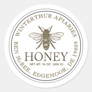 Etiket bewerkbare witte honing  bijen