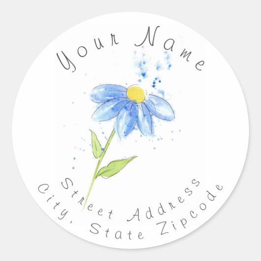 Etiket "Blue Daisy"-adres (Voorkant)