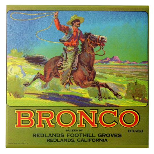 Etiket Bronco fruit uit de jaren 1920 Tegeltje (Voorkant)