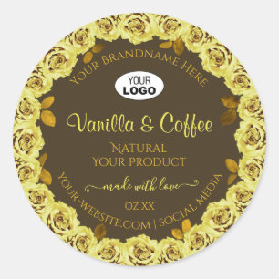 Etiket bruin product Gele rozen in Bloom voeg Logo