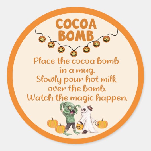 Etiket coacaomonstructies, halloween-label (Voorkant)