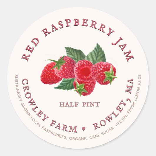Etiket duurzaam geteelde rode frambozen (Voorkant)