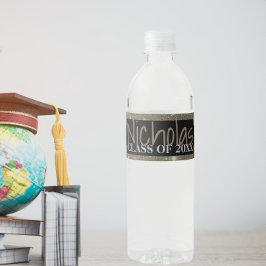 Etiket gouden zwarte sterren afstuderen flesje