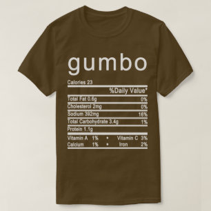 Etiket gumbo Nutrition Facts T-shirt