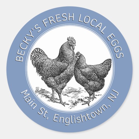Etiket  Hen en Rooster Blue Egg (Voorkant)