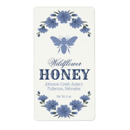 Etiket "Honey Bee Blue Floral"