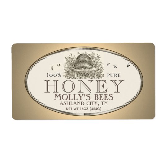 Etiket honing schuine streep (horizontaal) (Voorkant)