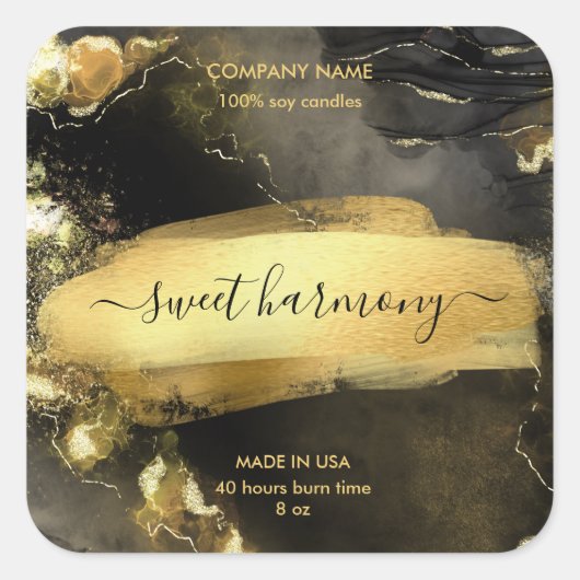 Etiket kaartenlabel zwarte gouden doos (Voorkant)