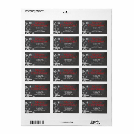 Etiket kerstadres Merry (Full Sheet)