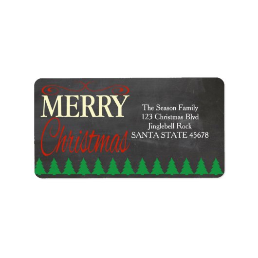 Etiket kerstadres Merry (Voorkant)