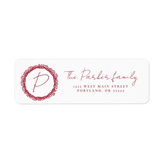 Etiket kerstbessen met monogram (Voorkant)