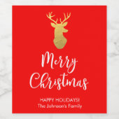 Etiket kerstrendieren | Rood en goud (Enkel label)