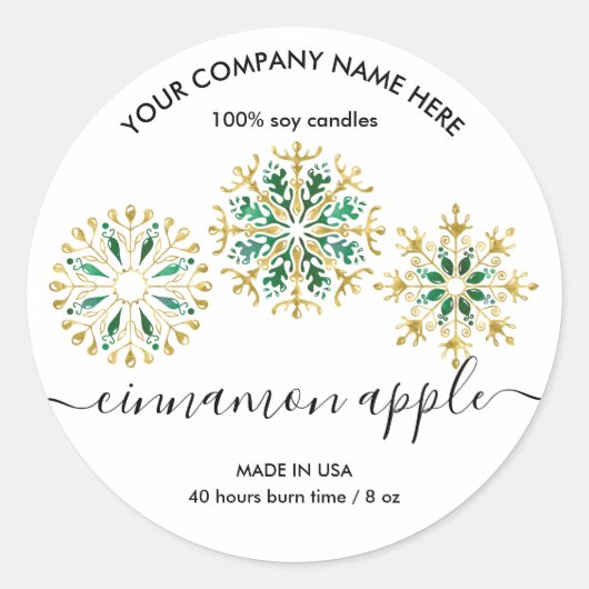 Etiket kerstsnowflake Kandle (Voorkant)