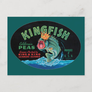 Etiket kingfish erwten briefkaart