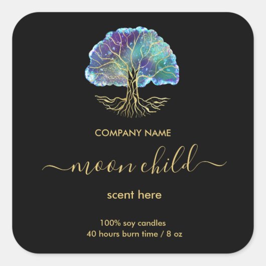 Etiket levensboom Verticale strik (Voorkant)