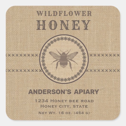 Etiket  linnen bijenhoningpot (Voorkant)